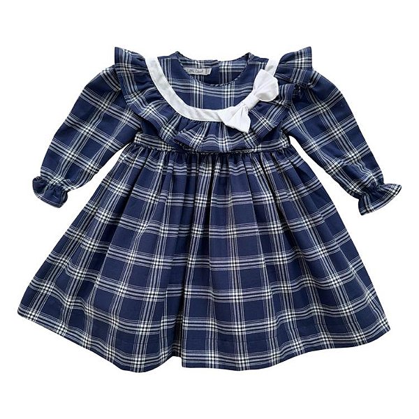 Vestido Infantil Maria - Vichy Azul