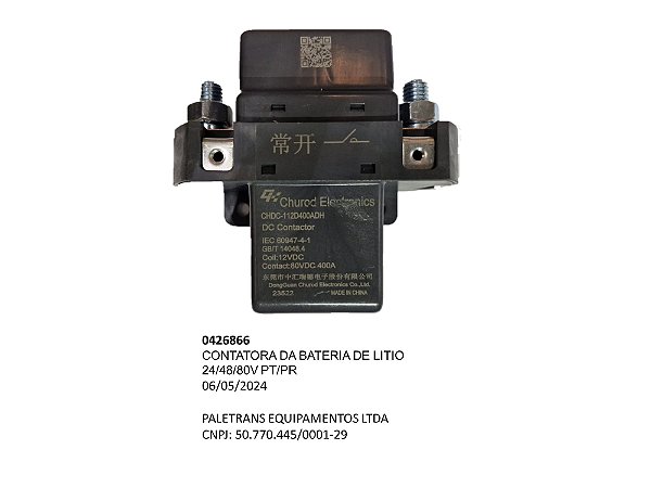 CONTATORA DA BATERIA DE LITIO 24/48/80V PT/PR - Código 0426866