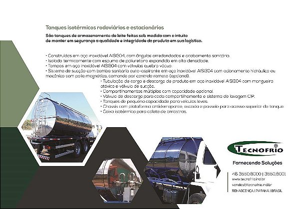 Tanques Isotérmicos Rodoviários e Estacionários - Tecnofrio - Novos
