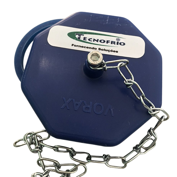 Porca Tampão PVC SMS 2” Azul com Corrente – Para Válvula Borboleta de Resfriador de Leite