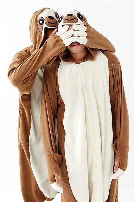 Preguiça Kigu Pijama Bege Kigurumi Fantasia