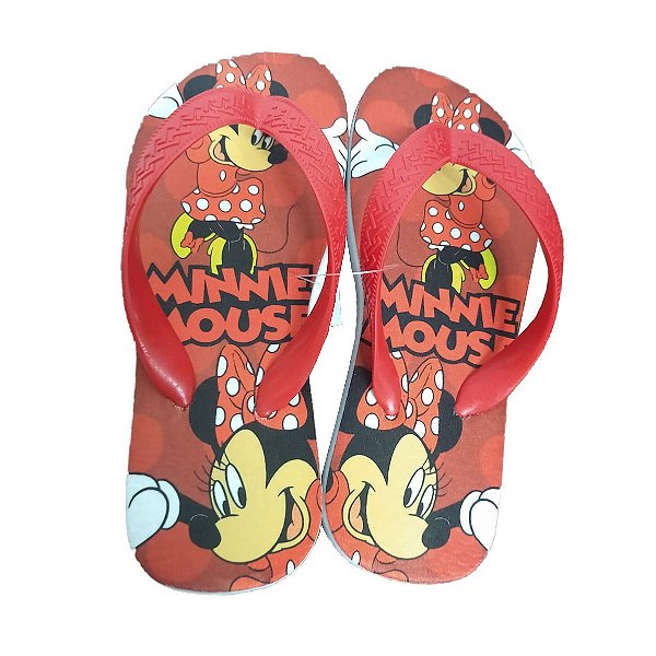 Chinelo Minnie vermelho e sola branca