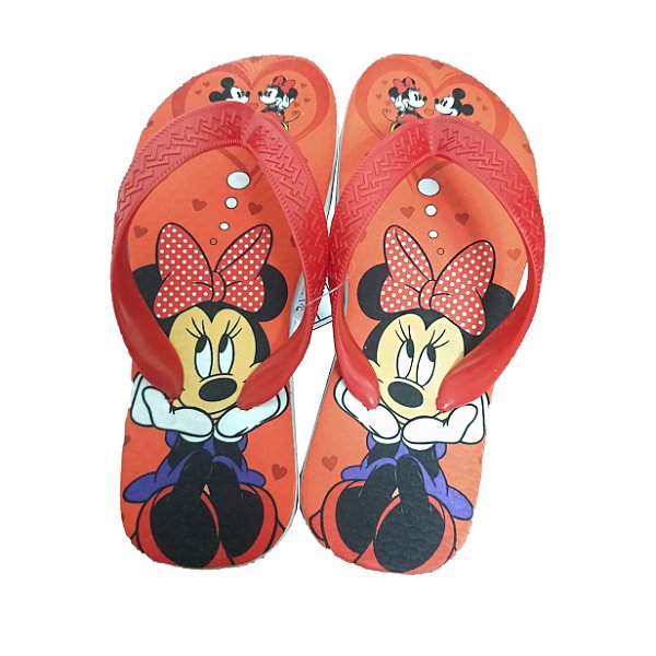 Chinelo Minnie vermelho e sola branca