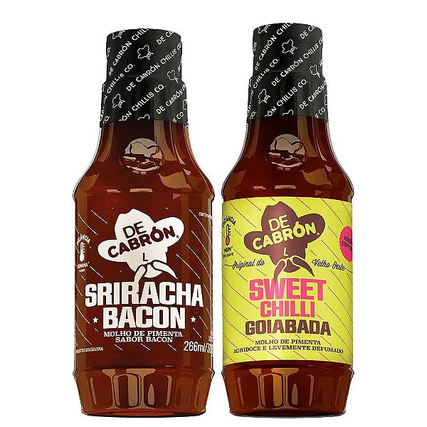 Kit Molho de Pimenta Sriracha Bacon + Sweet Chilli Goiabada De Cadrón