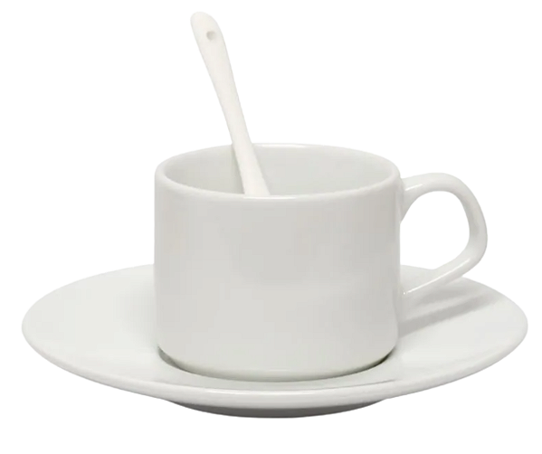 Xícaras de Porcelana com Pires e colher 150ml
