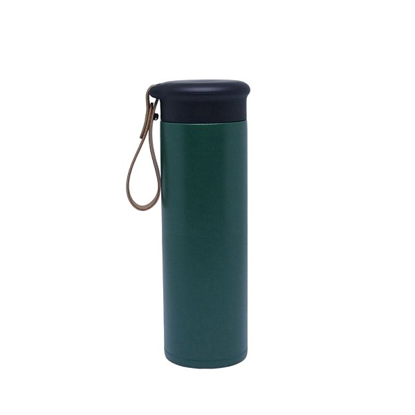 Copo Aço Inox com Alça de Couro 420ml