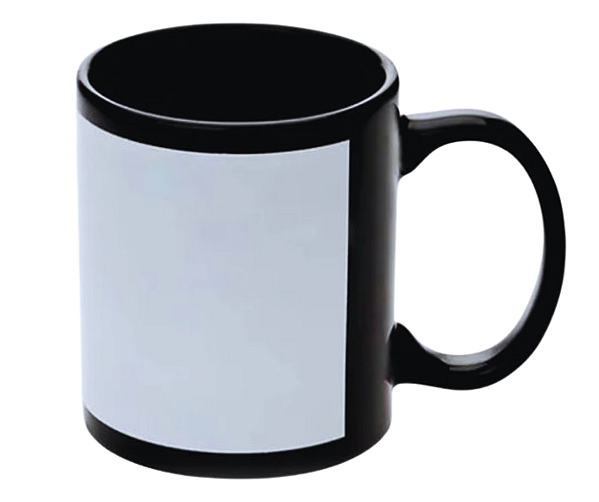 Caneca de Porcelana Preta c/ Tarja Branca