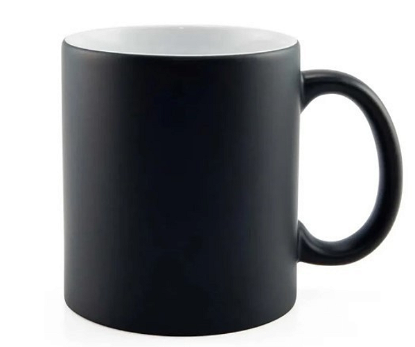 Caneca de Porcelana Mágica Preta Fosca
