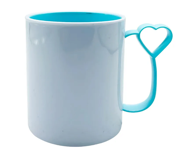 Caneca de Polímero para Sublimação Alça Coraçãozinho 325ml