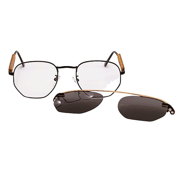 Óculos Clip-on Hexagonal - Óculos e Relógios de Madeira - Allfenas
