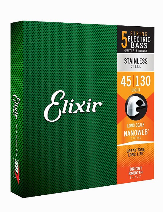 Encordoamento Elixir Baixo 5 Cordas 045-130 - Light - Long Scale - 14777 - Stainless Steel