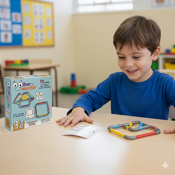 Edulig Olhar e Montar - 10 cartas e montagens - 37 peças e conexões