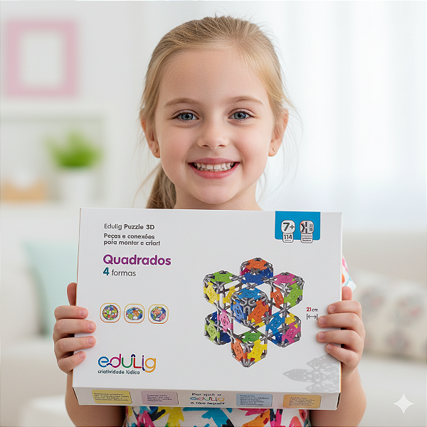 Kit Edulig Quadrados - 114 peças e conexões - 7anos