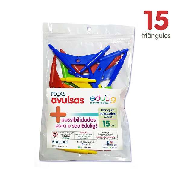 Edulig Puzzle Peças Avulsas - Triângulo Isósceles Maior - 15 unidades