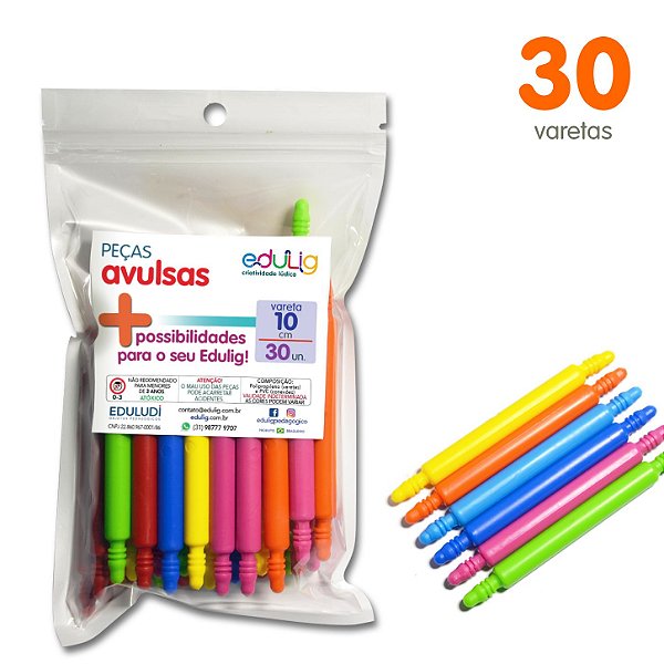 Edulig Puzzle Peças Avulsas - Vareta 10cm - 30 unidades