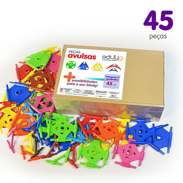 Edulig Puzzle Peças Avulsas - Triângulos e Quadrados - 45 peças