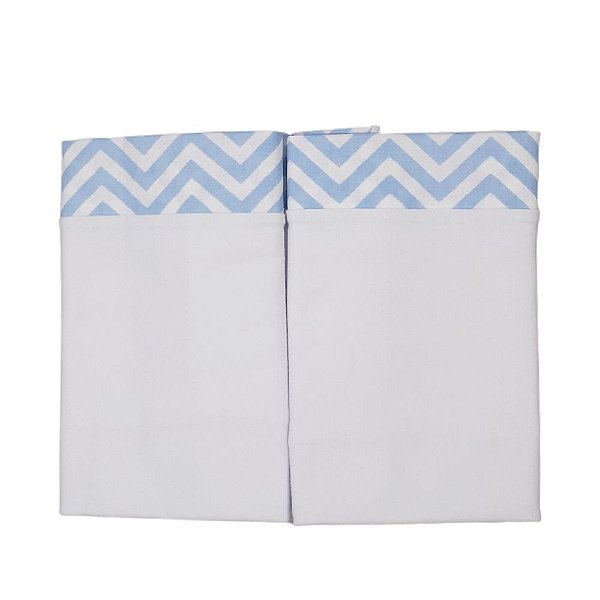 Fronha Infantil Baby Deluxe 2 peças Malha Penteada 30x40cm Azul Chevron