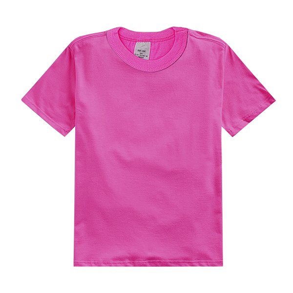 Camiseta Infantil Manga Curta Basica 100% Algodao Pink P a G