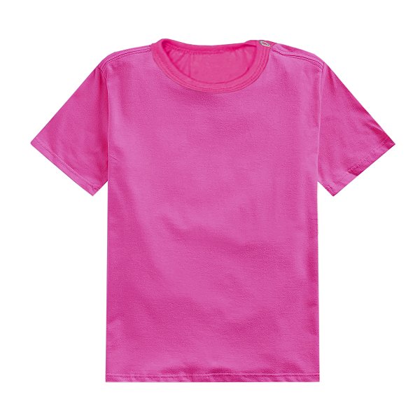 Camiseta Infantil Manga Curta Basica 100% Algodao Pink 1 a 3 Anos