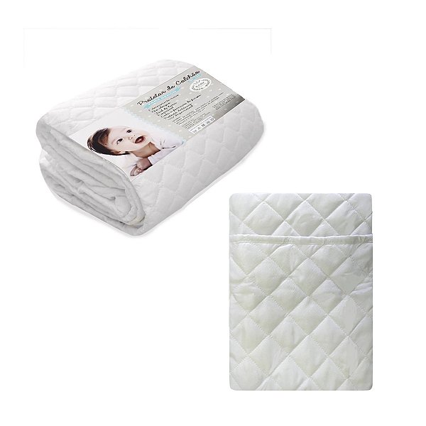 Kit Capa de Colchao Impermeavel Berço Bebe e Capa Porta Travesseiro 30cmx40cm