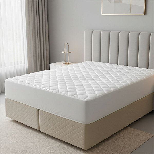 Capa De Colchão Box Super King 2,03m x 1,93m x 35 cm Macio Hipoalergenico Matelassê Toque de Pêssego