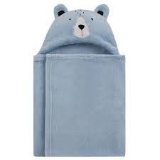 Manta De Bebe Camesa Urso Azul Com Capuz