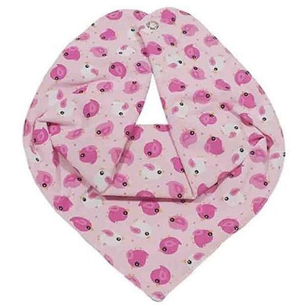 Babador Bandana Baby Passarinhos Rosa