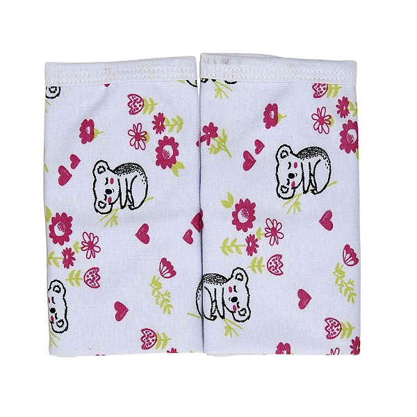 Pano de Boca Baby Deluxe 02 Peças com Prendedor de Chupeta Ursinho Branco