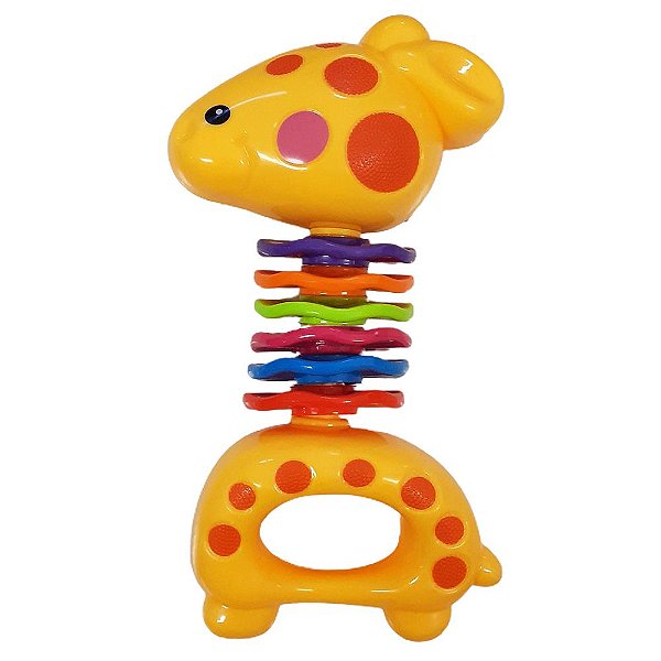 Chocalho Brinquedo de Bebe Girafa Amarela +3 meses Diverte o Bebe