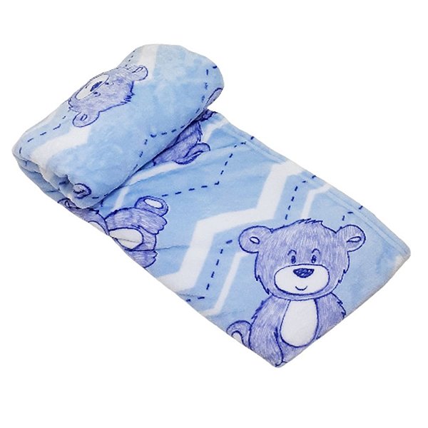 Cobertor Bebe Microfibra Prime 110 x 150cm Urso Bear Azul