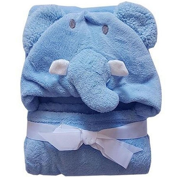 Manta Com Capuz Jolitex Elefante Azul