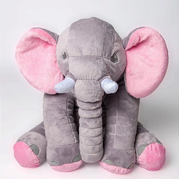 Bichos De Pelúcia WU  Para Bebês Elefante Cinza e Rosa