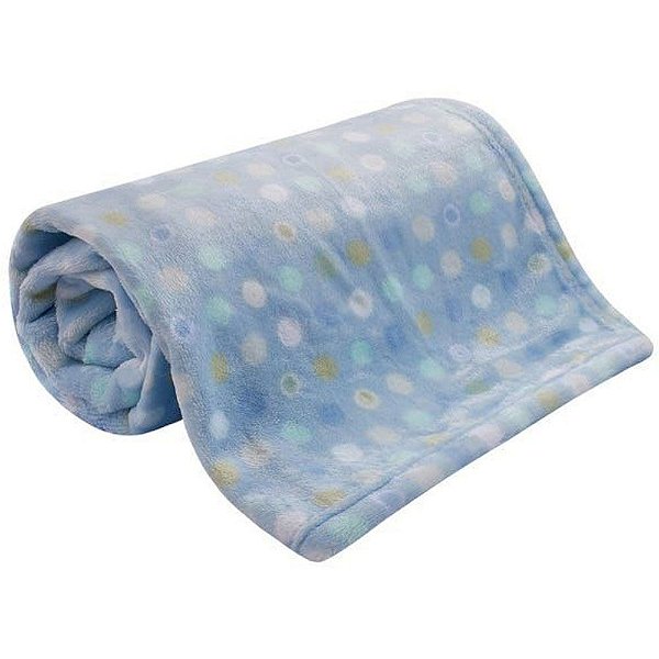 Cobertor Bebe Microfibra Flannel Camesa Azul Poa