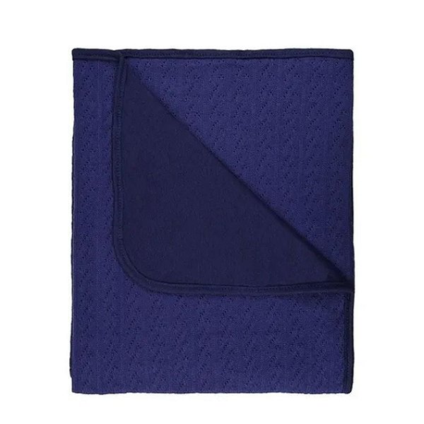 Manta Tricô e Malha Mami Com Forro Azul Marinho