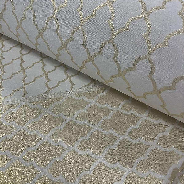 Jacquard lurex dourado e branco