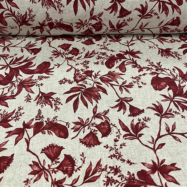 Linho Floral Vermelho