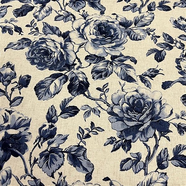 Linho Rosas Azul