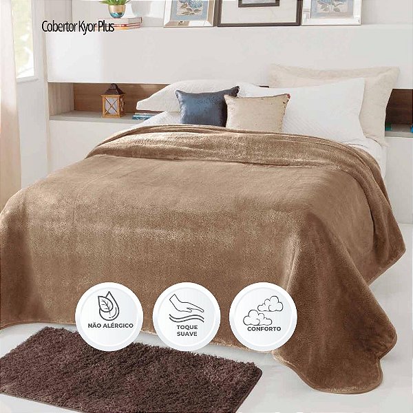 Cobertor Raschel Casal Kyor Plus Unicolor Bege