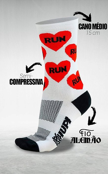 Meia Love Run branca - Pés pequenos