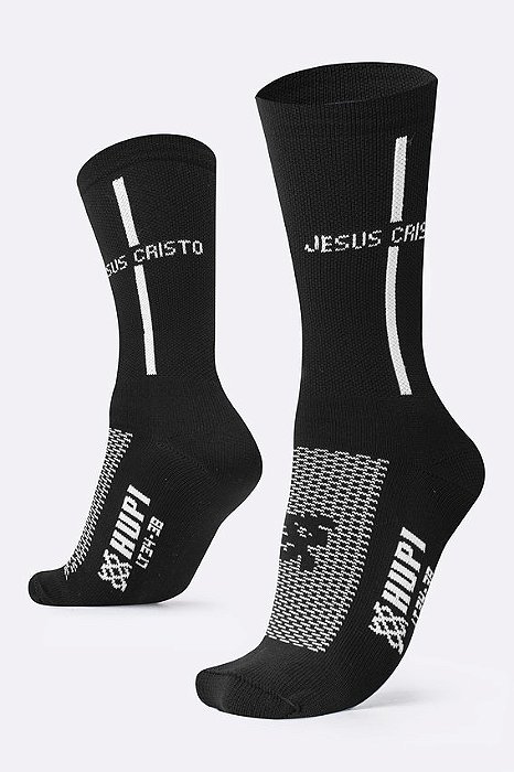 Meia Antibolha Hupi Jesus Cristo preta
