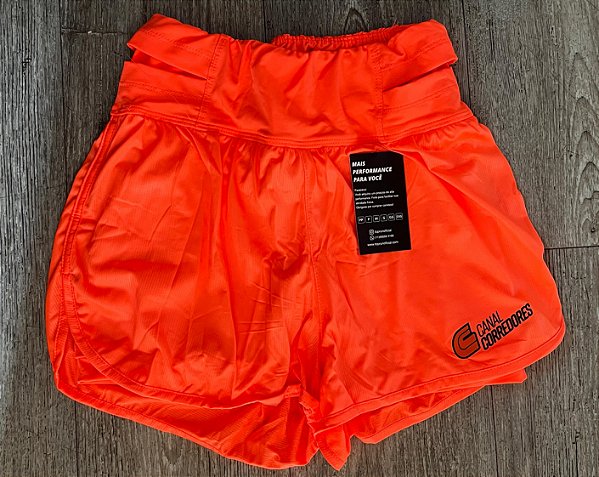 Shorts com bolso canguru na cintura e bermuda antiatrito - laranja - feminino