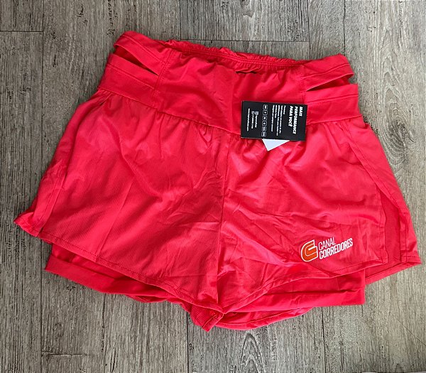 Shorts com bolso canguru na cintura e bermuda antiatrito - COR MELANCIA - feminino