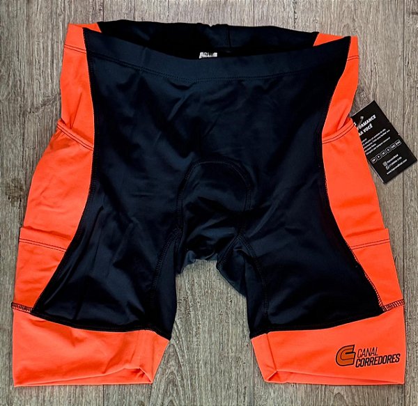 Bermuda de compressão corrida - MASCULINA - laranja/preta