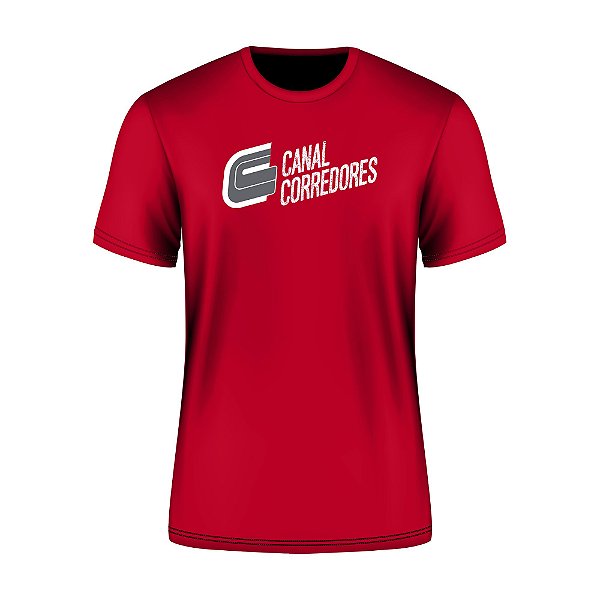Camiseta Masculina Treino Vermelha Canal Corredores