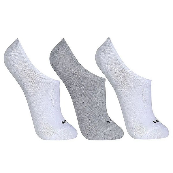 Kit Meia Sapatilha Infantil Branco e Cinza - 3 Pares - Lupo