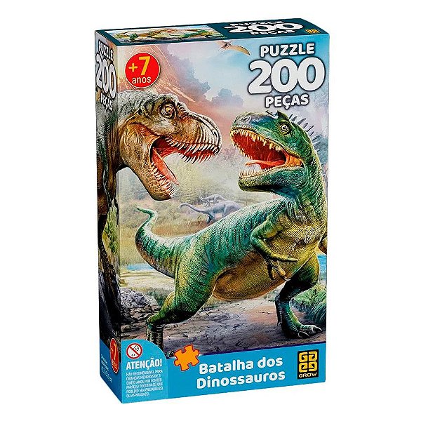 Quebra-Cabeça - Batalha Dos Dinossauros - 200 Peças - Grow