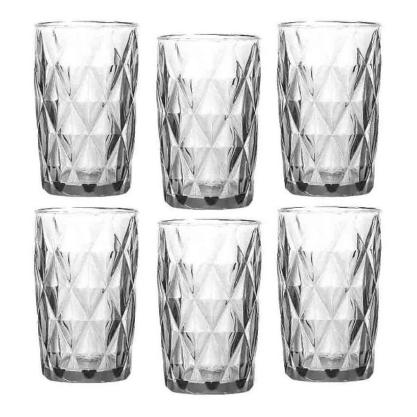 Jogo de Copo Diamante Clear 350ml - 6 peças - Class Home
