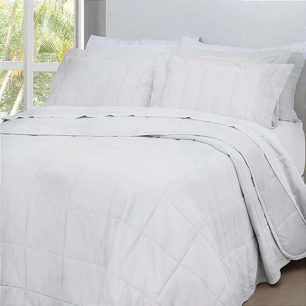 Jogo de Colcha Satinee Square Queen 300 Fios - Branco - Kacyumara