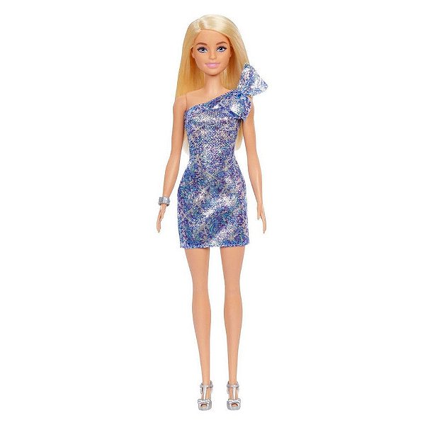 Boneca Barbie Fashion and Beauty - Loira Vestido Azul Glitter GRB32 Cod:  5021-6 Mattel