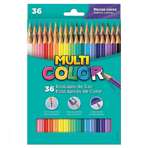 Lápis de Cor Sextavado Super Eco - 36 Cores - Multi Color